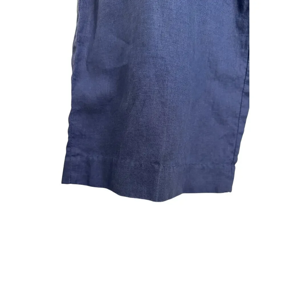 Lorenzino Men's 3XL Navy Blue 100% Linen Drawstring Pants Casual Resort Wear